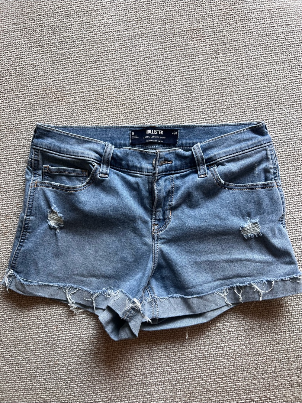 Hollister Light Blue Distressed Denim Cutoff Shorts - Size 6